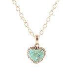 Turquoise Heart Pendant and Bronze Necklace - Barse Jewelry