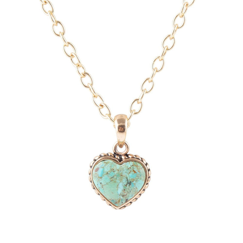 Turquoise Heart Pendant and Bronze Necklace - Barse Jewelry